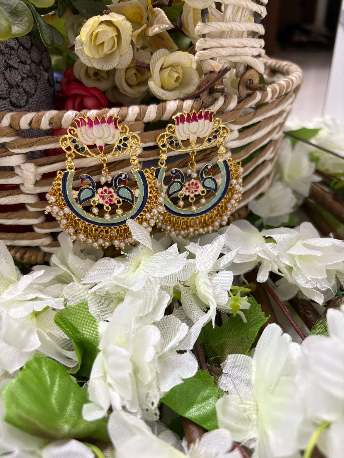 Brass light Blue Chandbalis