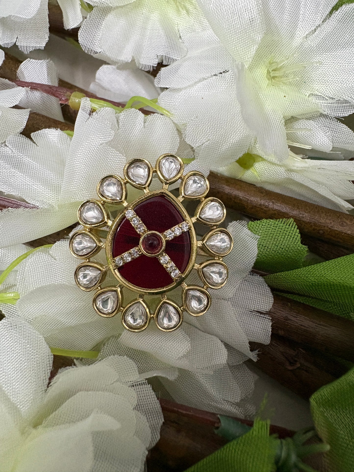 Red American Diamond Ring