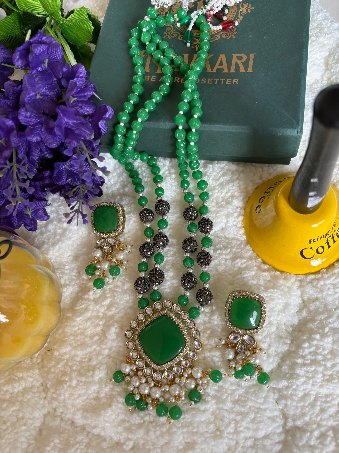 Green Kundan Long necklace