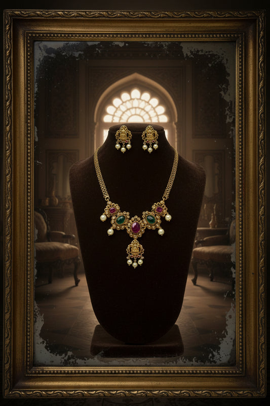 Antique Ruby Short Necklace Set