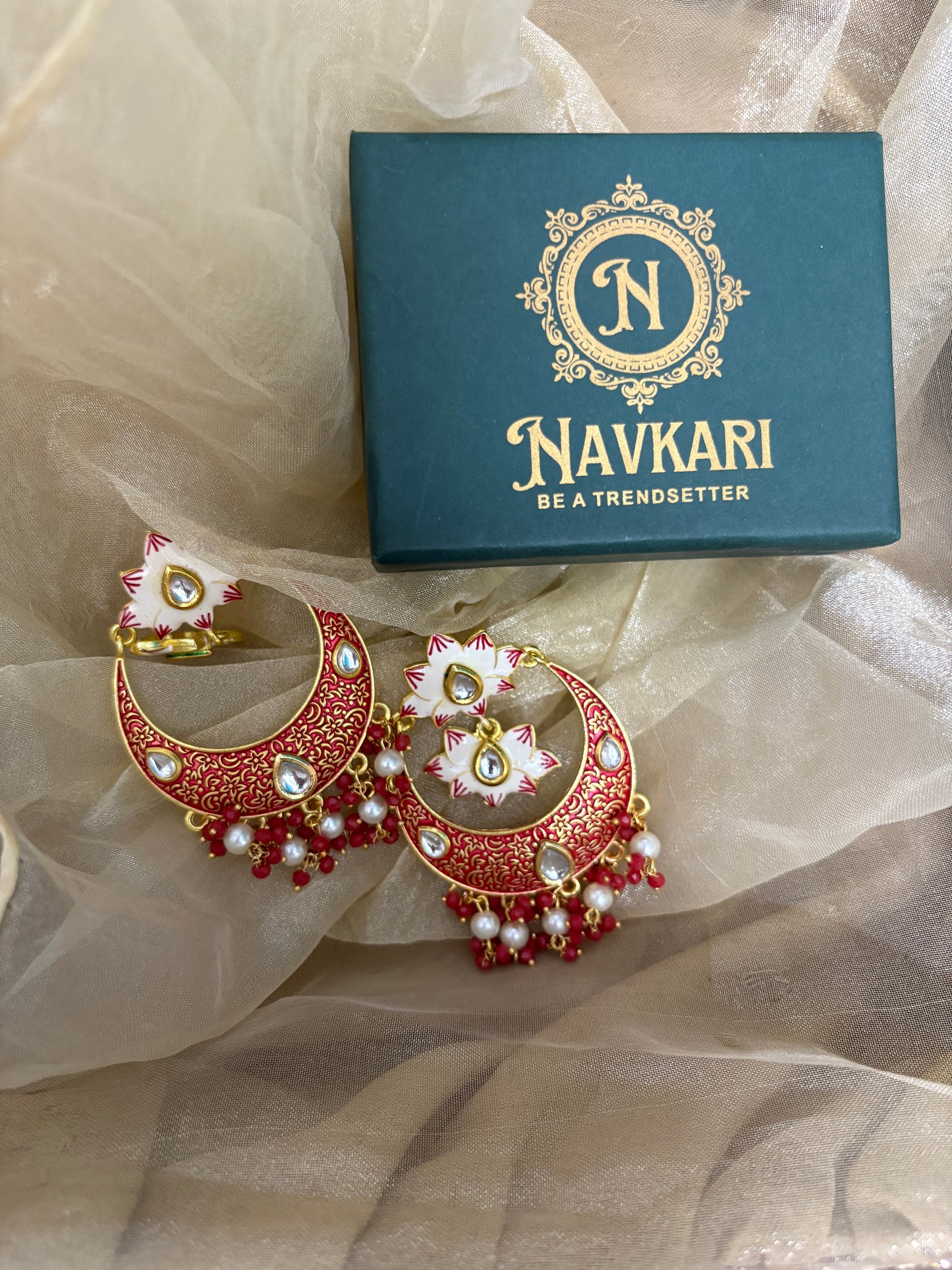 Red Colour Brass Chandbalis