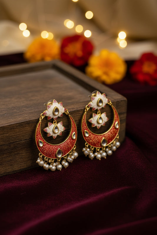 Red Colour Brass Chandbalis