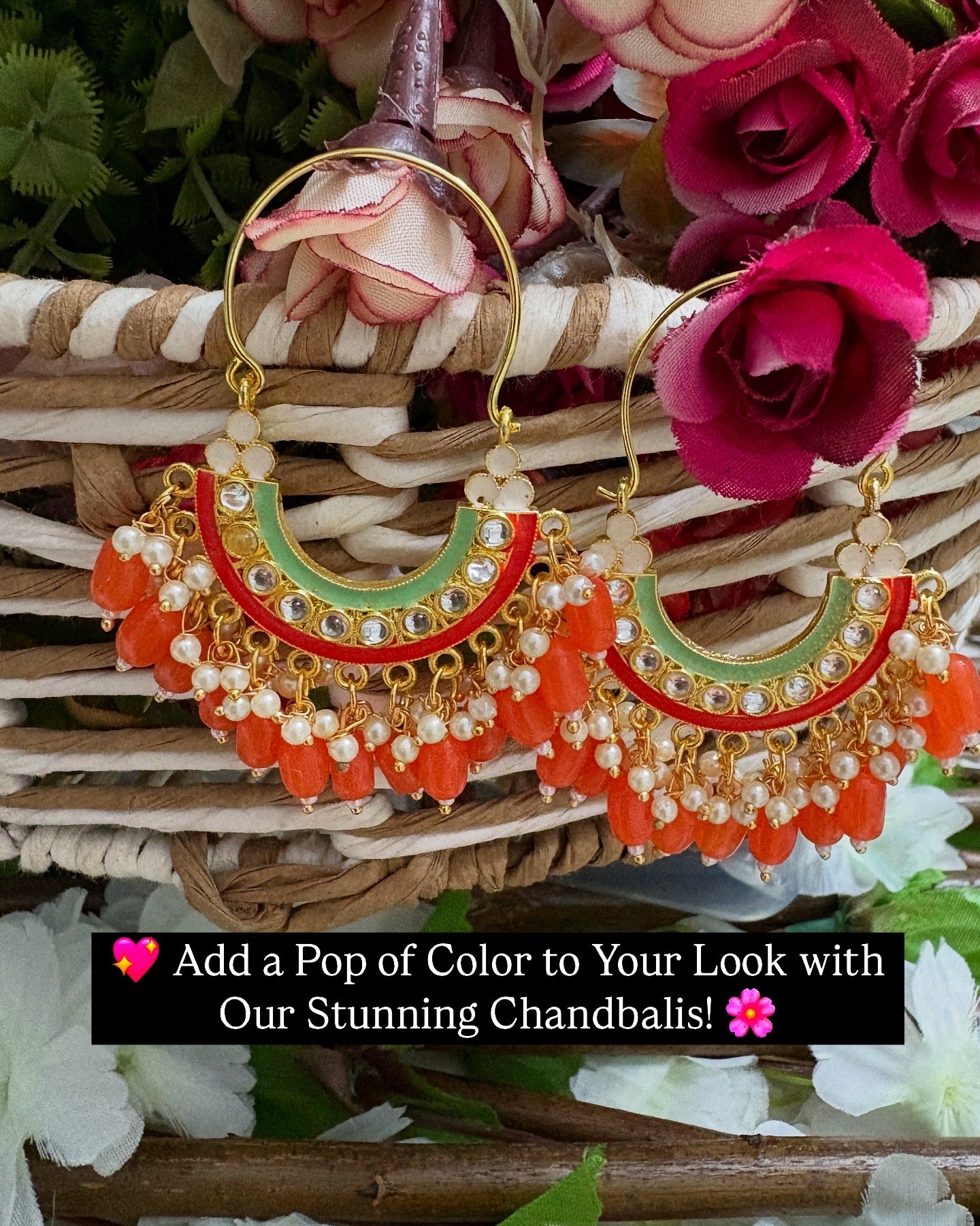 Orange Colour Brass Chandbalis