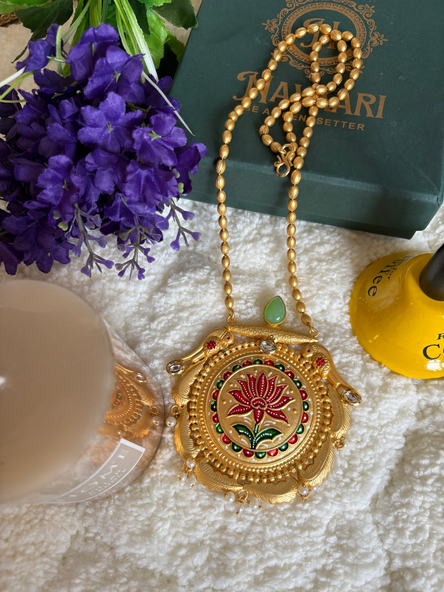Brass Kundan Long Chain necklace