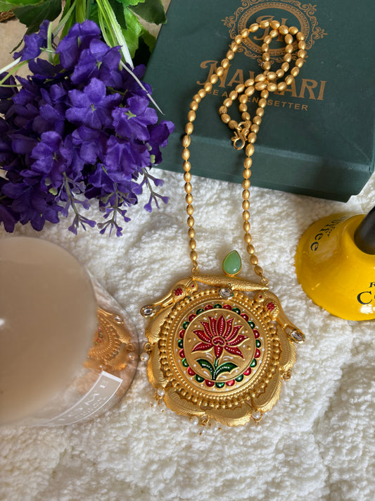 Brass Kundan Long Chain necklace