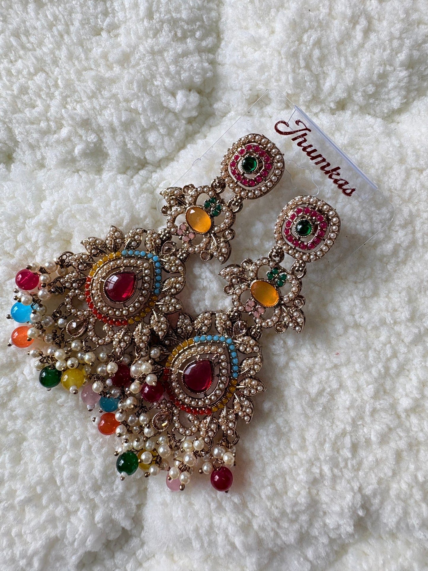 Multi-Colour Kundan AD Statement Earrings