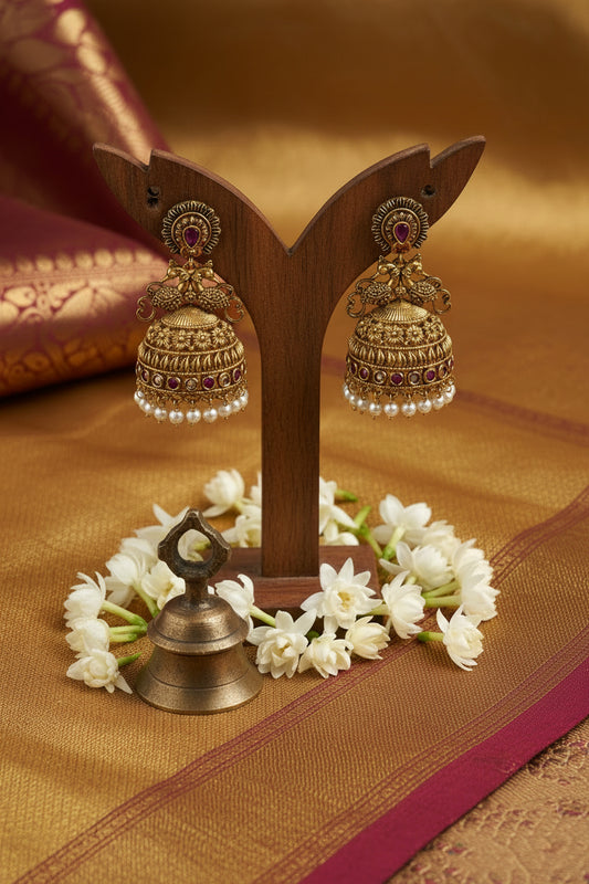 Antique Temple Jhumka Earrings