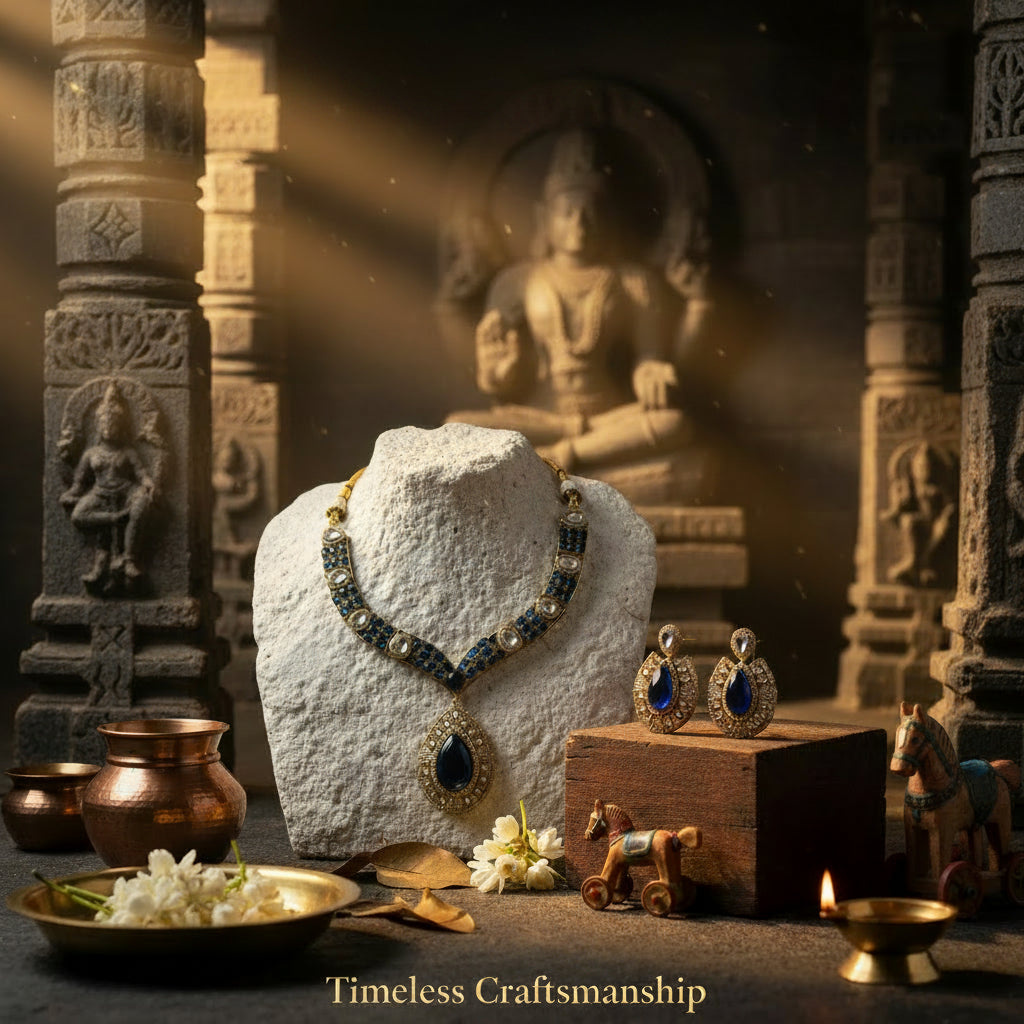 Royal Antique Sapphire Kundan Set