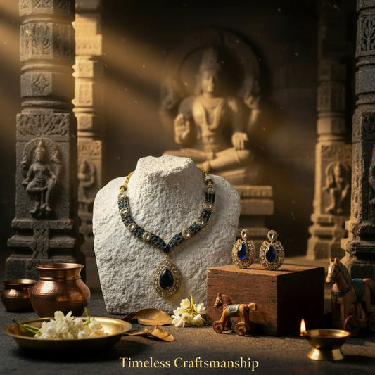 Royal Antique Sapphire Kundan Set