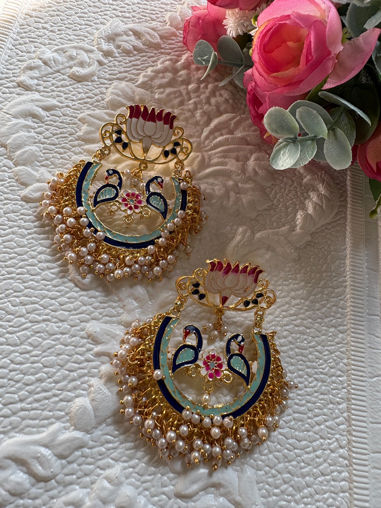 Brass light Blue Chandbalis