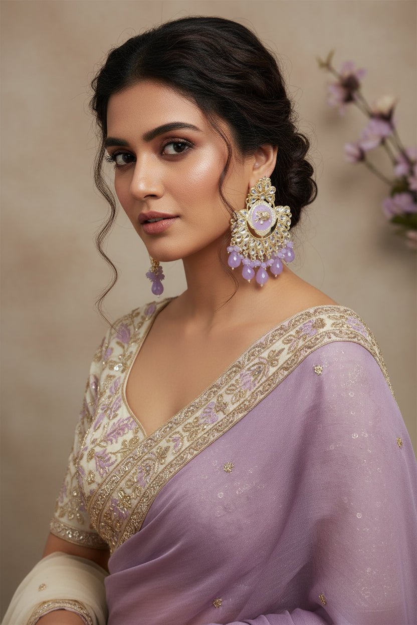 Light Blue Kundan Earrings