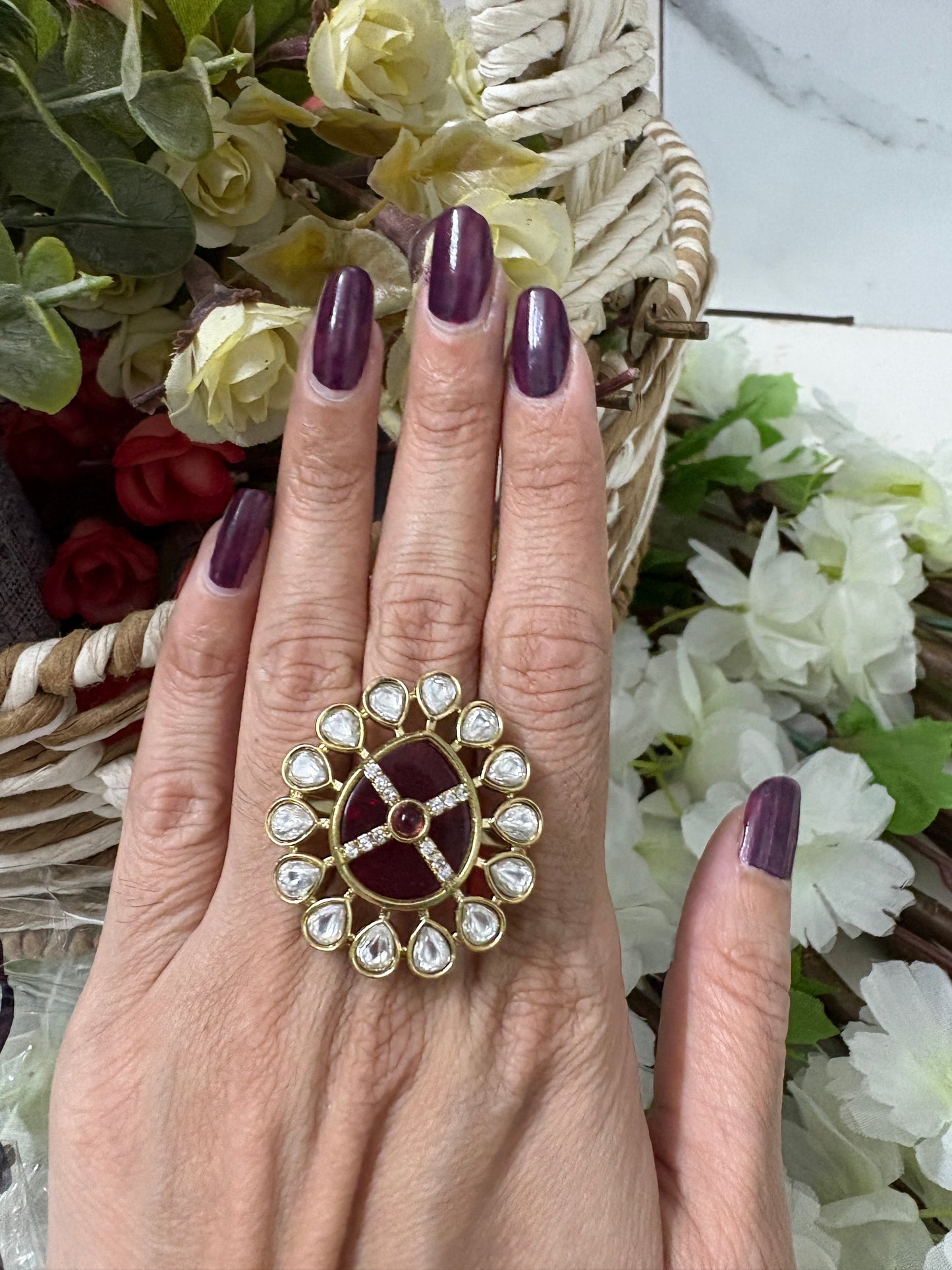 Red American Diamond Ring