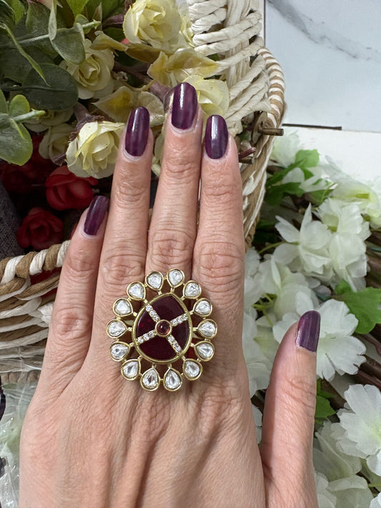 Red American Diamond Ring