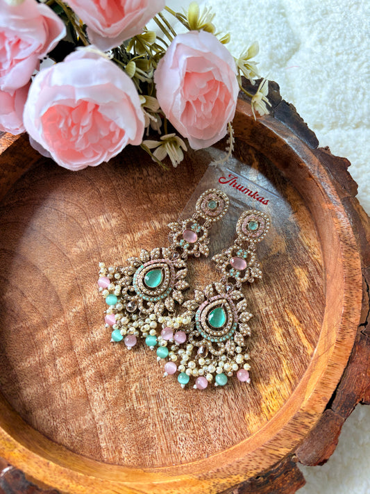 Multi Colour Kundan Ad Statement Earrings