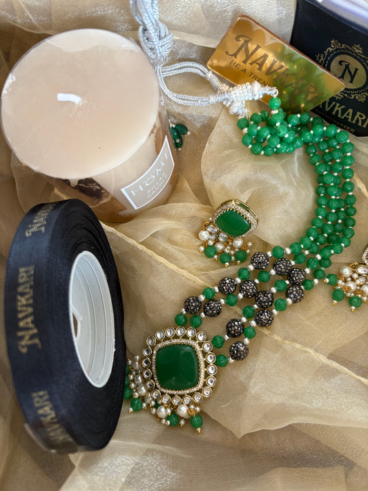Green Kundan Long necklace