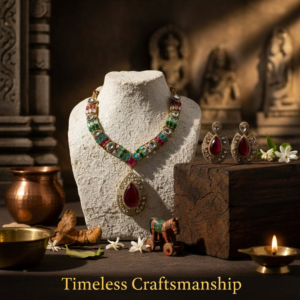 Royal Sapphire Antique Kundan Choker Set