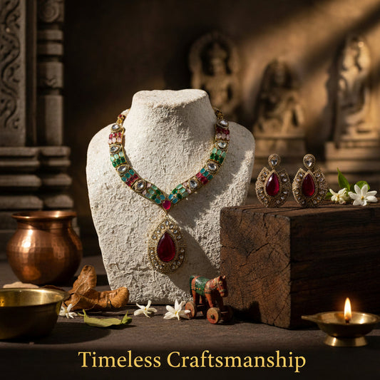 Royal Sapphire Antique Kundan Choker Set