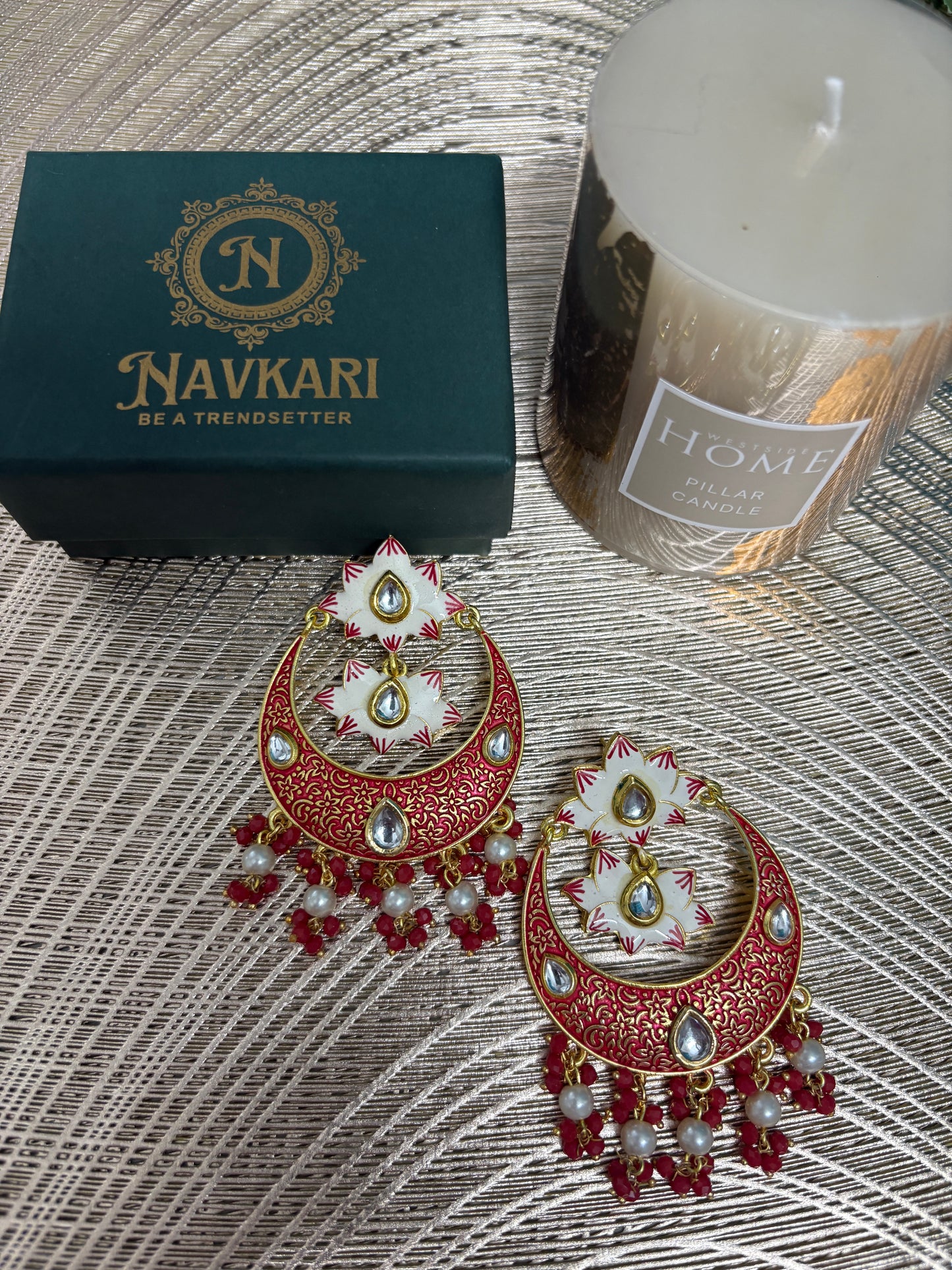 Red Colour Brass Chandbalis