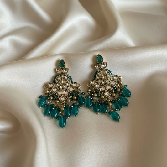 Peacock Green Premium Antique Earrings
