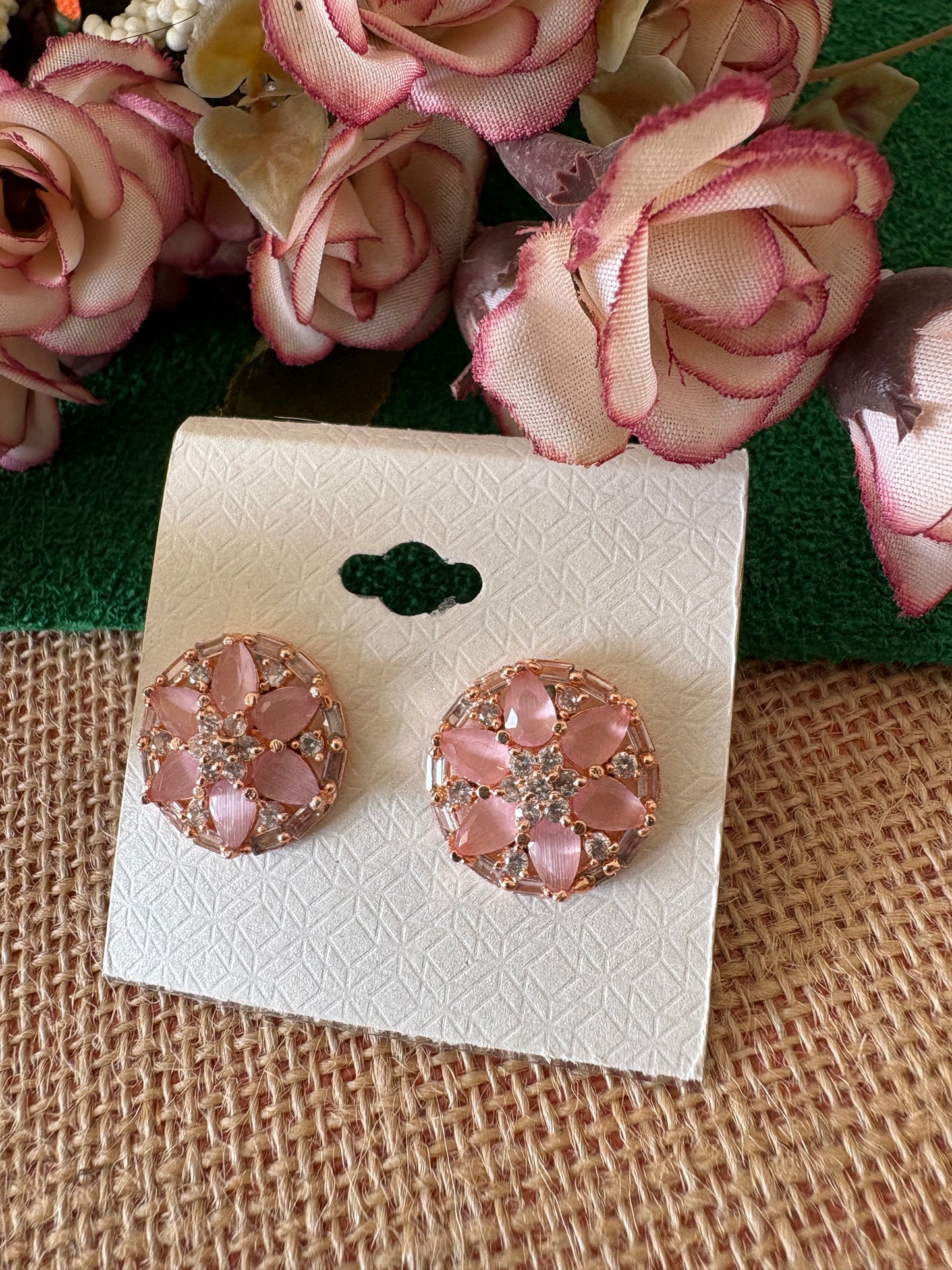 American Diamond Baby Pink Studs