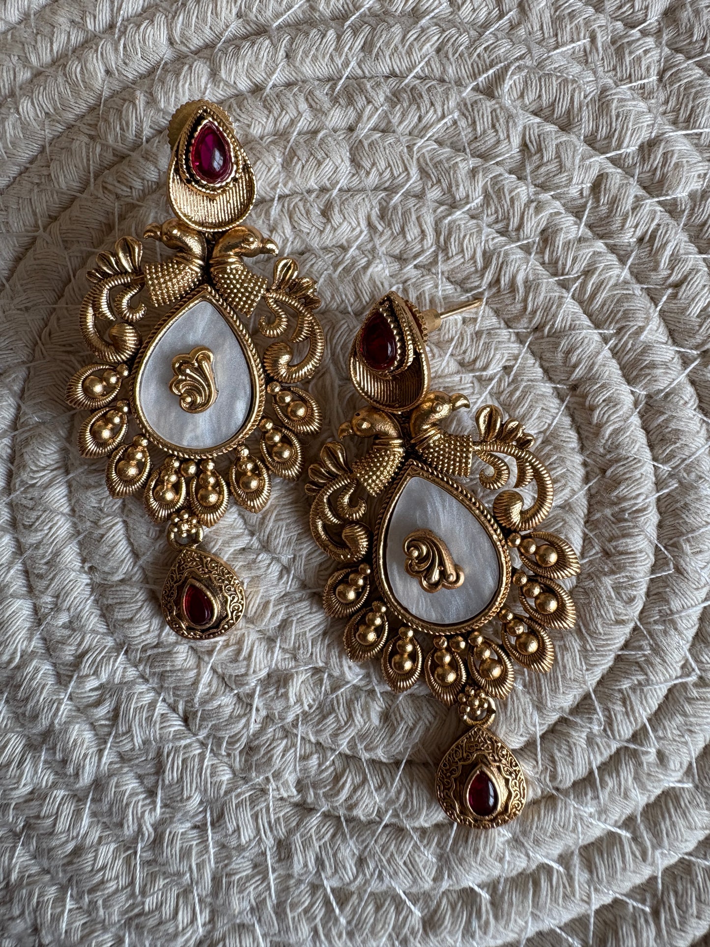 Premium Antique Pink Kundan Earrings