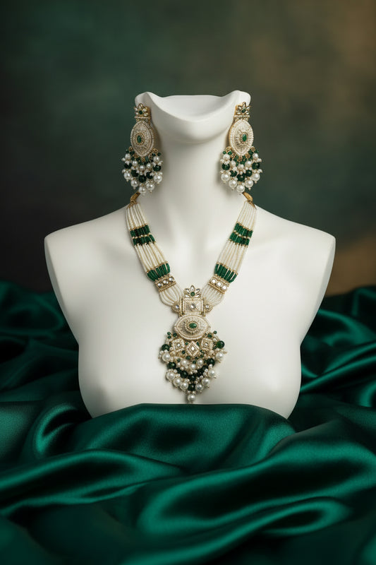 Rajwadi Moti Beaded Choker Necklace Set