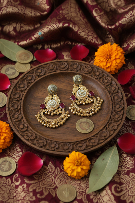 Red Golden Replica Chandbali