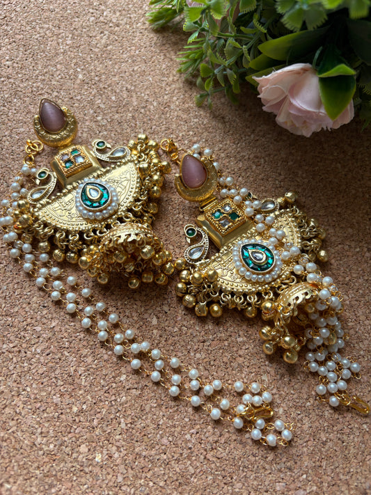 Golden Replica Brass Jhumki Earrings