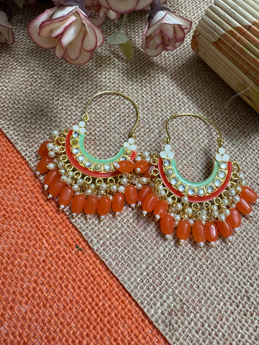 Orange Colour Brass Chandbalis