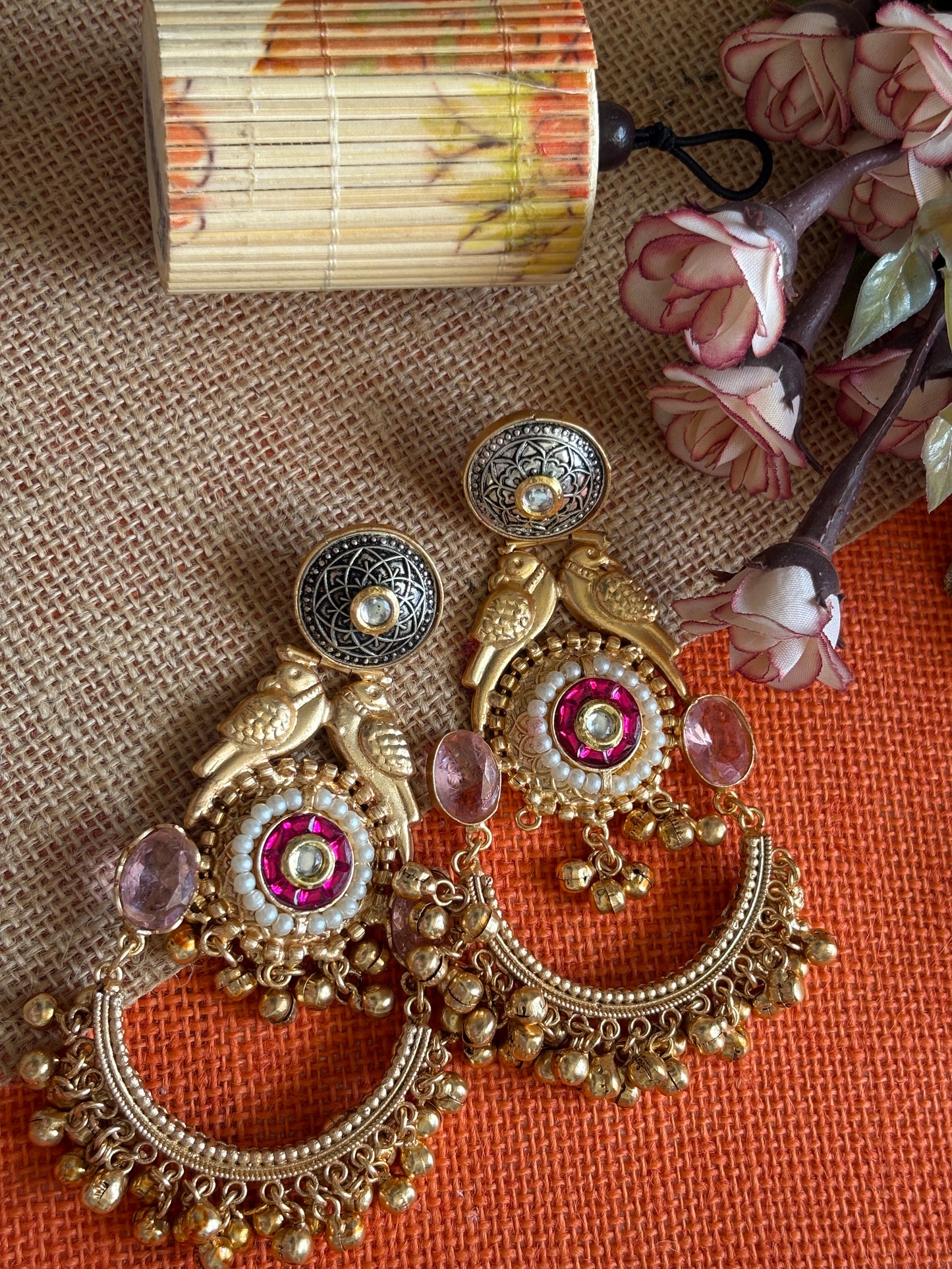 Peach Golden Replica Brass Chandbalis
