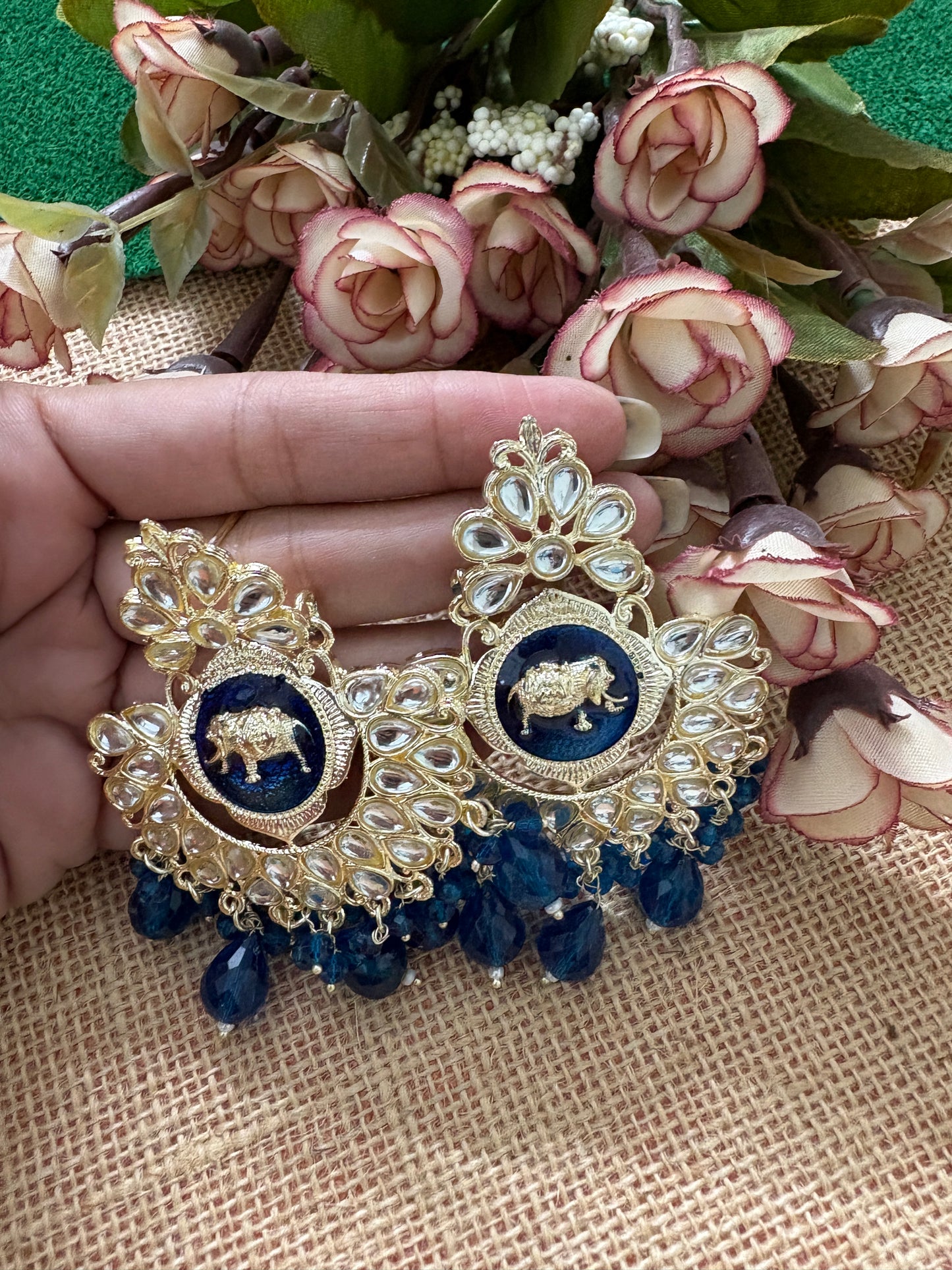 Blue Kundan Earrings