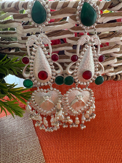Silver Replica Green Earrings