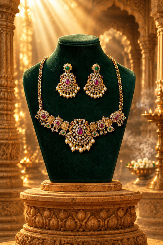 Antique Gold Choker Set with Pearls - Kemp Temple Jewelry