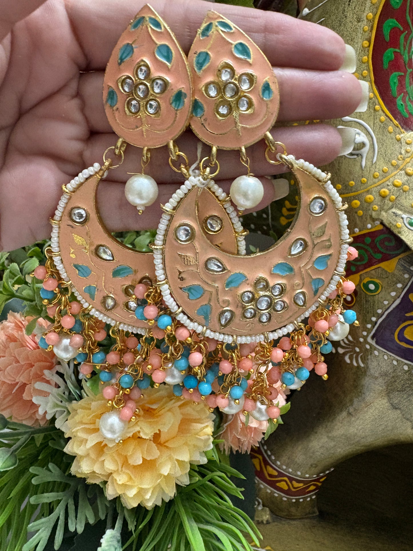 Peach Colour Chandbalis