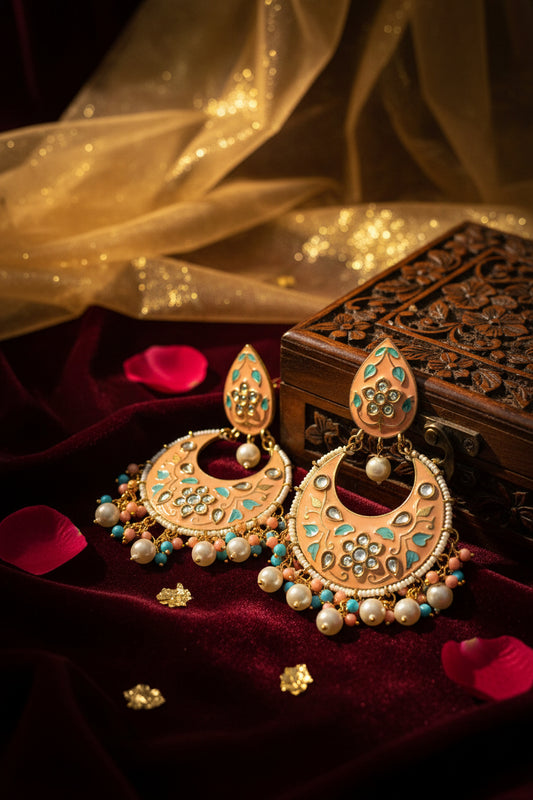 Peach Colour Chandbalis