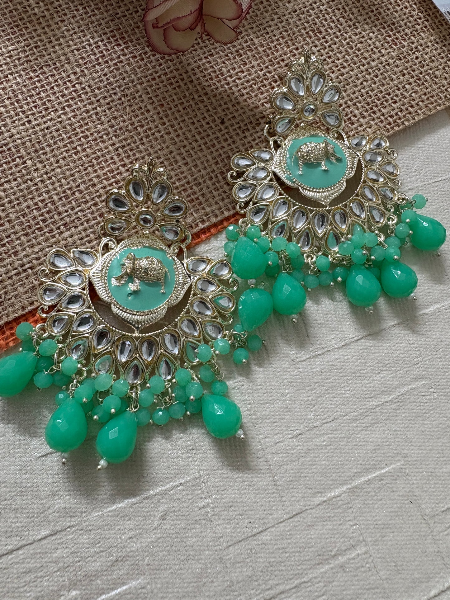 Light Green Kundan Earrings