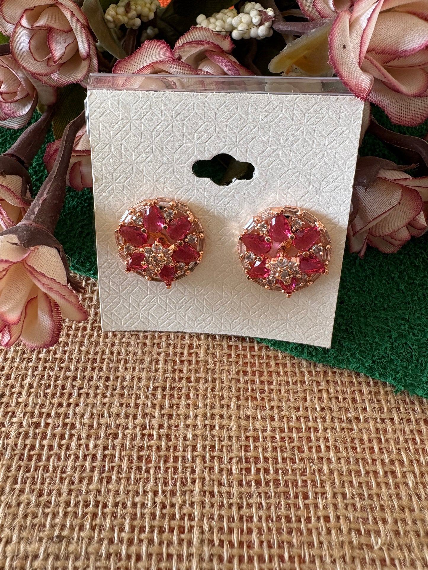 American Diamond Peach Studs