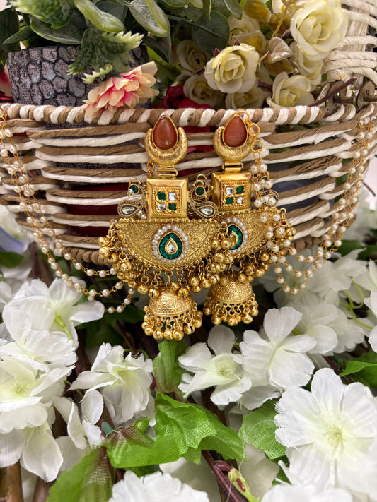 Golden Replica Brass Jhumki Earrings