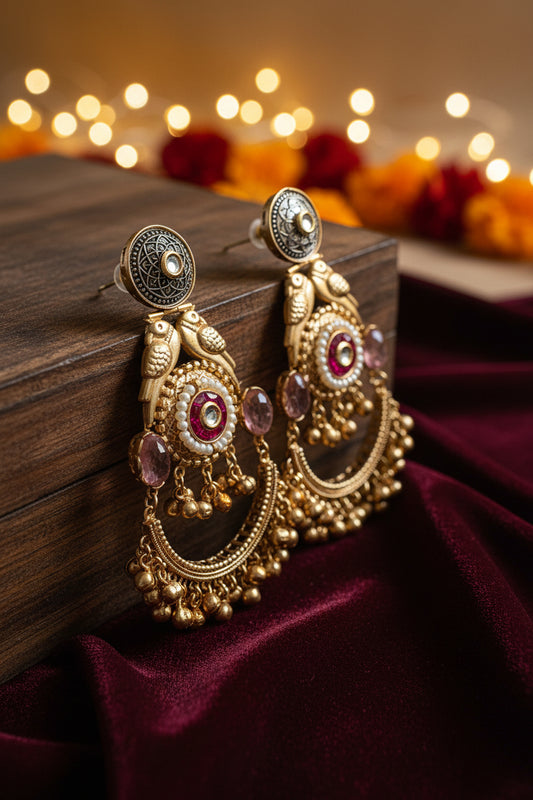 Peach Golden Replica Brass Chandbalis