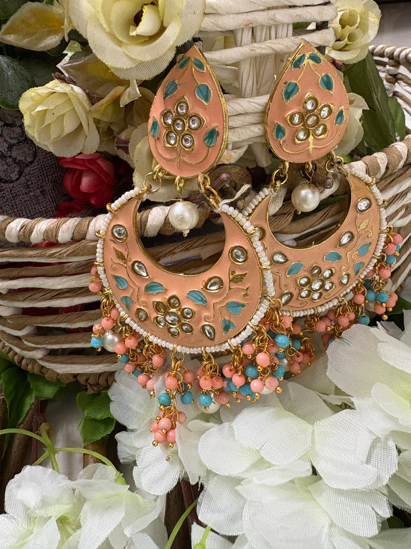 Peach Colour Chandbalis