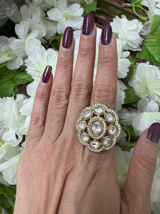 White beige American Diamond Ring