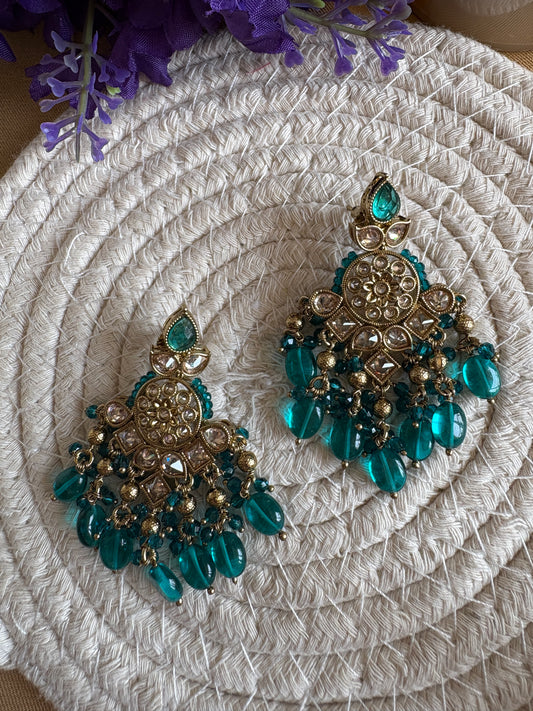 Peacock Green Premium Antique Earrings