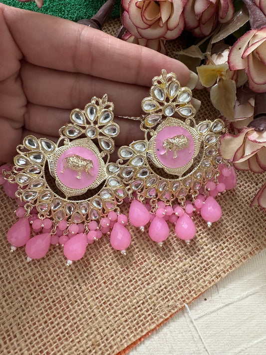 Baby Pink Kundan Earrings