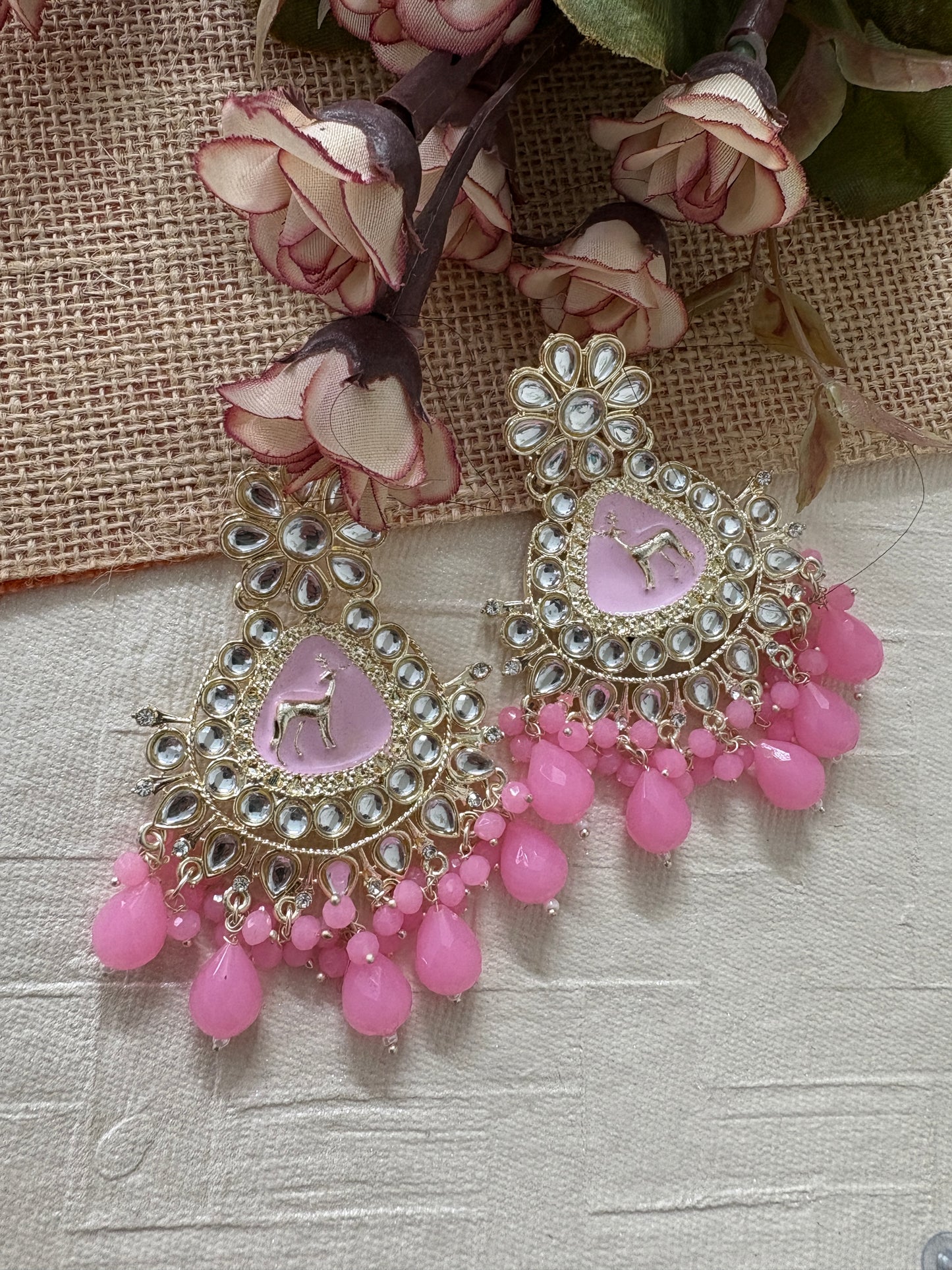 Baby Pink Kundan Earrings