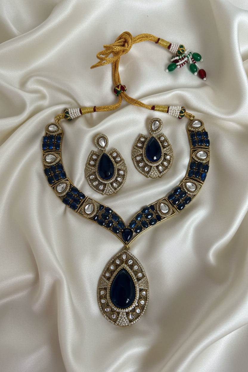 Royal Antique Sapphire Kundan Set