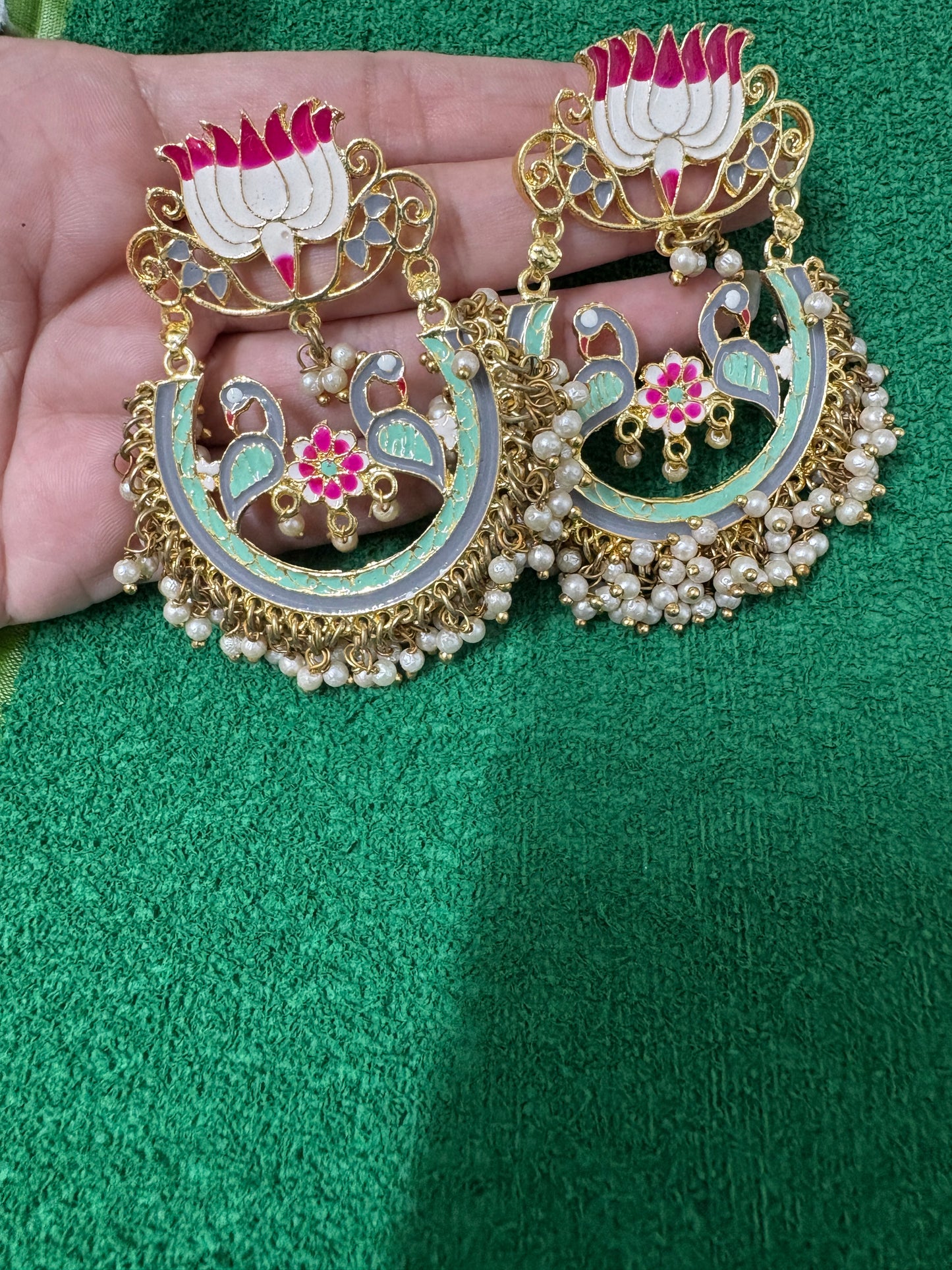 Light Green Brass Chandbalis